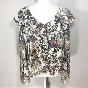 Anthro W5 floral bell sleeve blouse